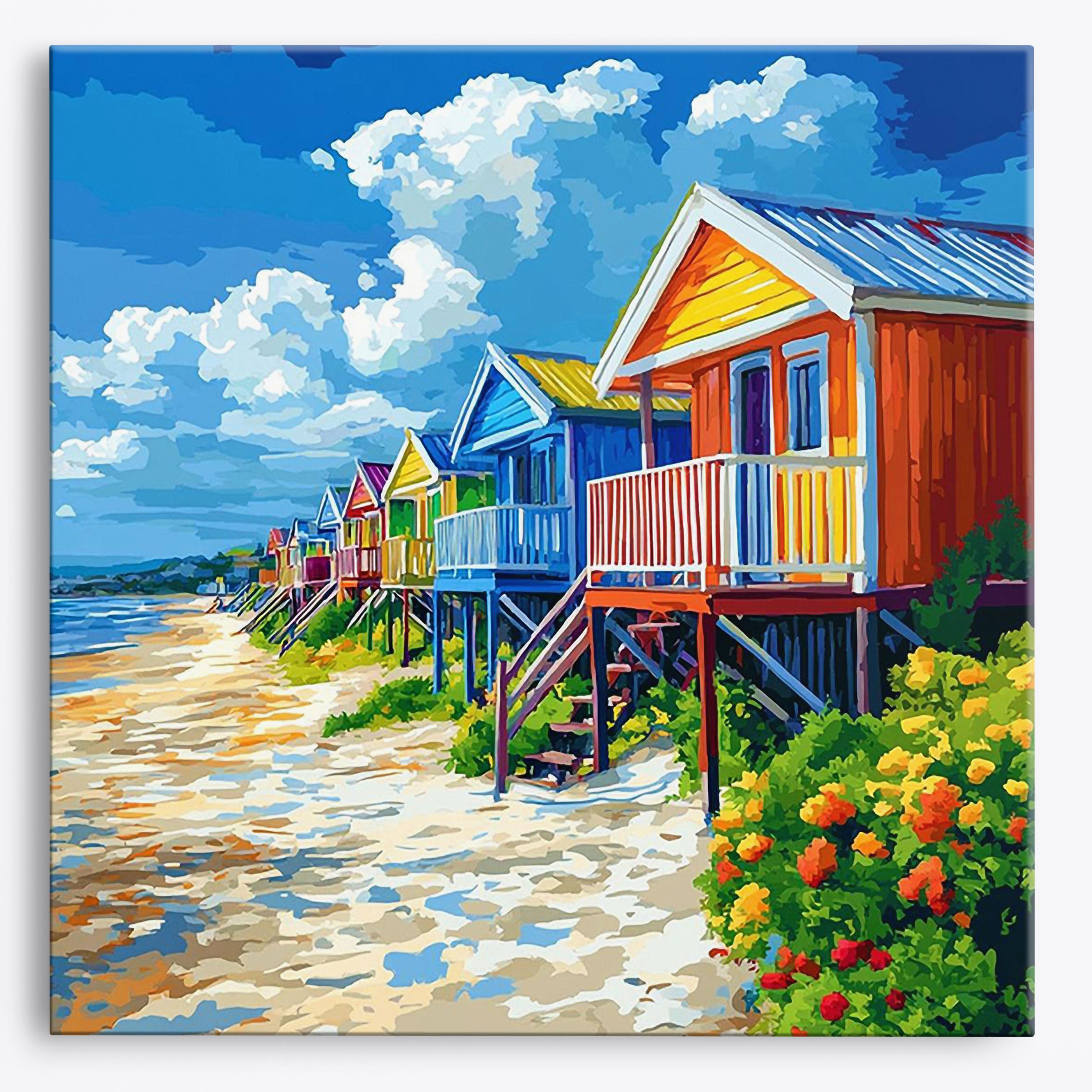 Colorful Beach Huts No Frame / Regular (15.75"x15.75"/40x40cm) / 24 colors