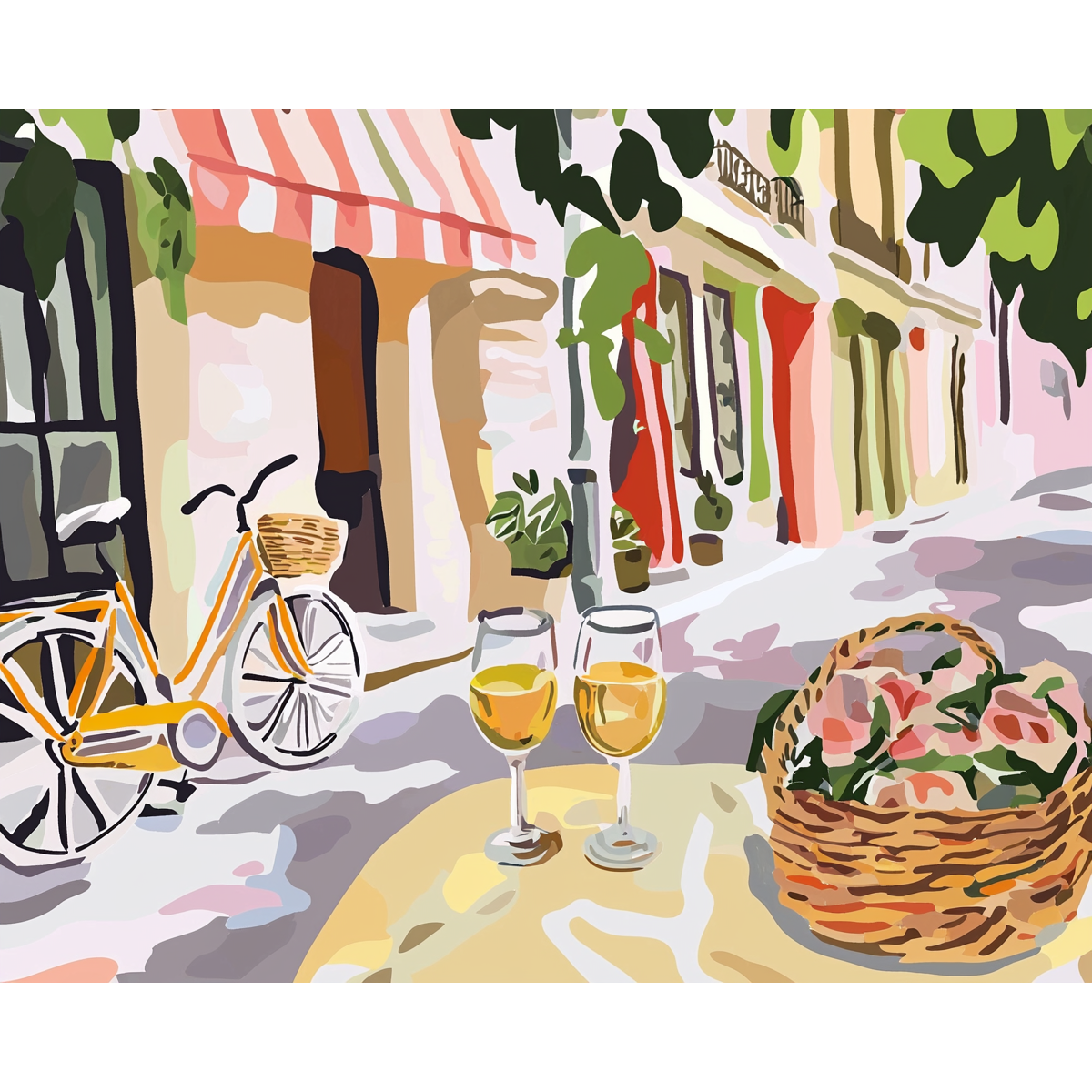 Pastel Bistro Scene